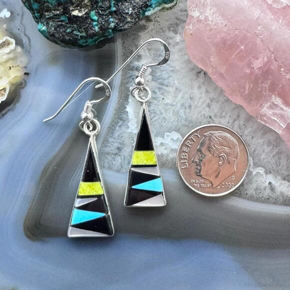 Starllie & Sheryl Edaakie Sterling Multistone Inlay Dangle Earrings For Women #8 - Picture 8 of 10